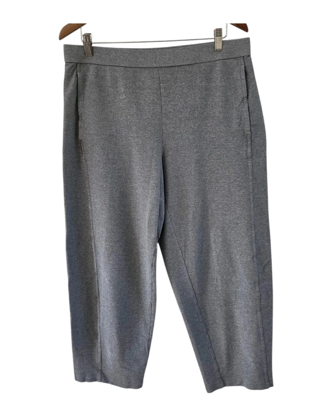Eileen Fisher Gray Organic Cotton Latern Pants Cropped Capri Size L